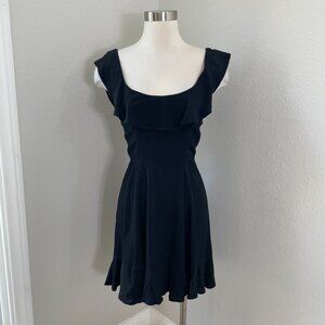 Reformation Womens 2 Black Ruffle Scoop Neck Sleeveless Mini Dress